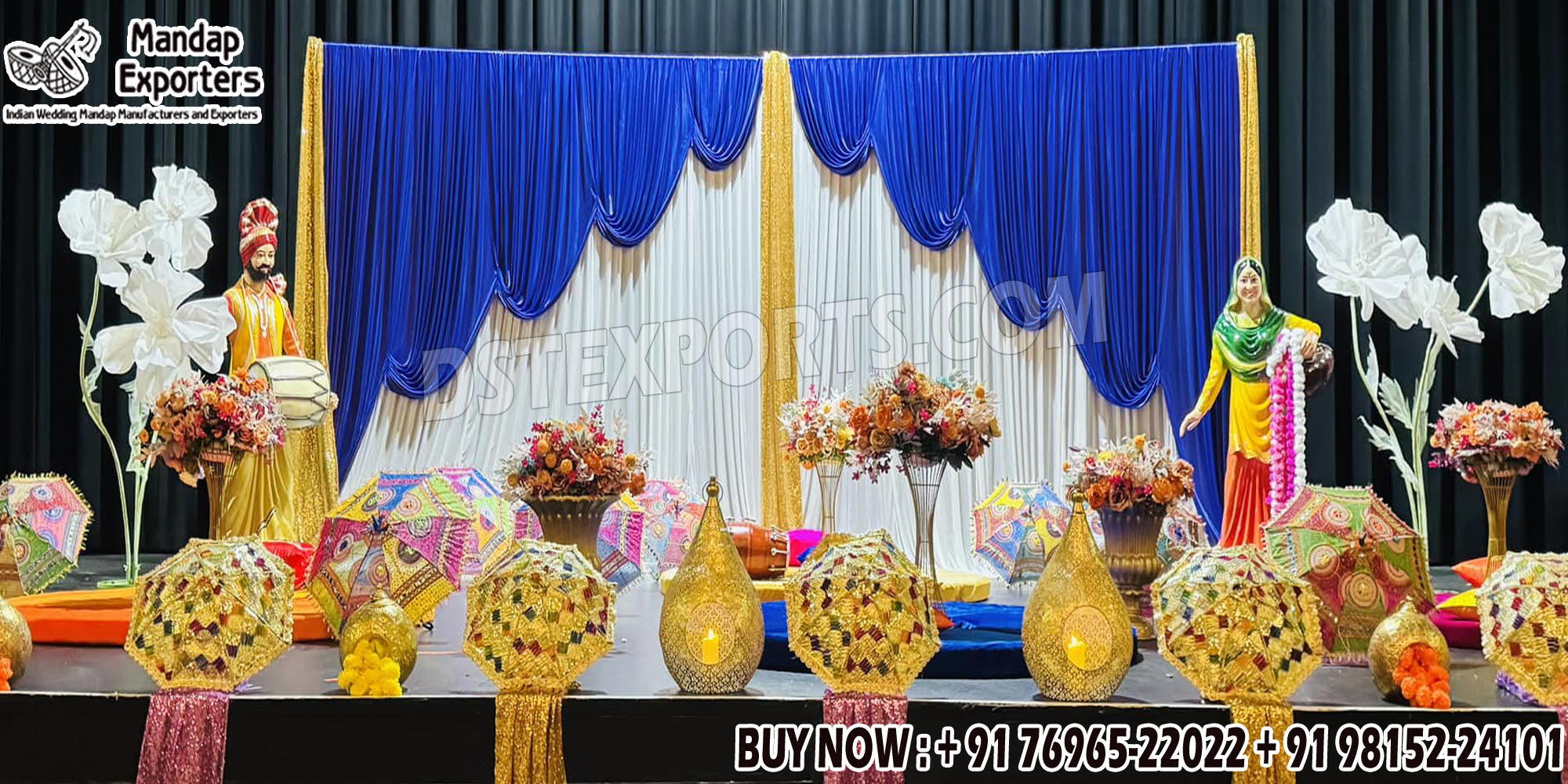 we are manufacturer and exporters of all types pof wedding product like - wedding mandap , crystal mandaps ,metal mandaps, stages , wedding frames/panels, wedding sofa set, bride groom chairs, mandap chairs ,punjabi culture statues , wedding swings , horse drawn carriages ,backdrop curtain etc.