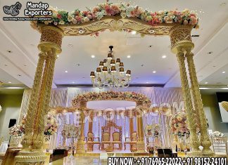 Wedding Wooden Look FRP Triveni Mandap Gate Fiber Mandaps, Wooden Mandaps, Crystal Mandaps, Metal Mandaps, Mandap stage, Indian Mandaps, Modern mandaps, open mandap, Wooden Look Mandap, FRP Mandaps, Antique Mandaps, Brown Mandap, Wooden look fiber mandap