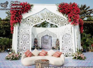 Moroccan Style Metal Gazebo For Outdoor Wedding Decor Wedding Mandaps Wedding Stages Wedding Furniture Horse Drawn Carriages Fiber Decoration Items Mehndi Sangeet and Haldi decor props
