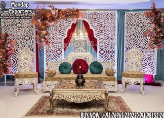 Affordable Metal Laser Panels Screen for Muslim Wedding Wedding Mandaps Wedding Stages Wedding Furniture Horse Drawn Carriages Fiber Decoration Items Mehndi Sangeet and Haldi decor props
