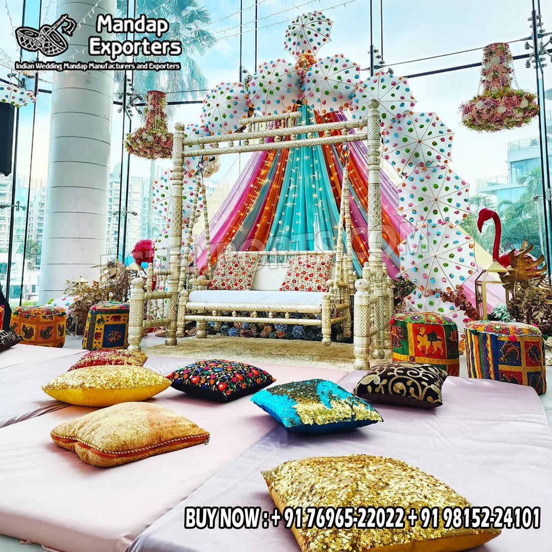 we are manufacturer and exporters of all types pof wedding product like - wedding mandap , crystal mandaps ,metal mandaps, stages , wedding frames/panels, wedding sofa set, bride groom chairs, mandap chairs ,punjabi culture statues , wedding swings , horse drawn carriages ,backdrop curtain etc.