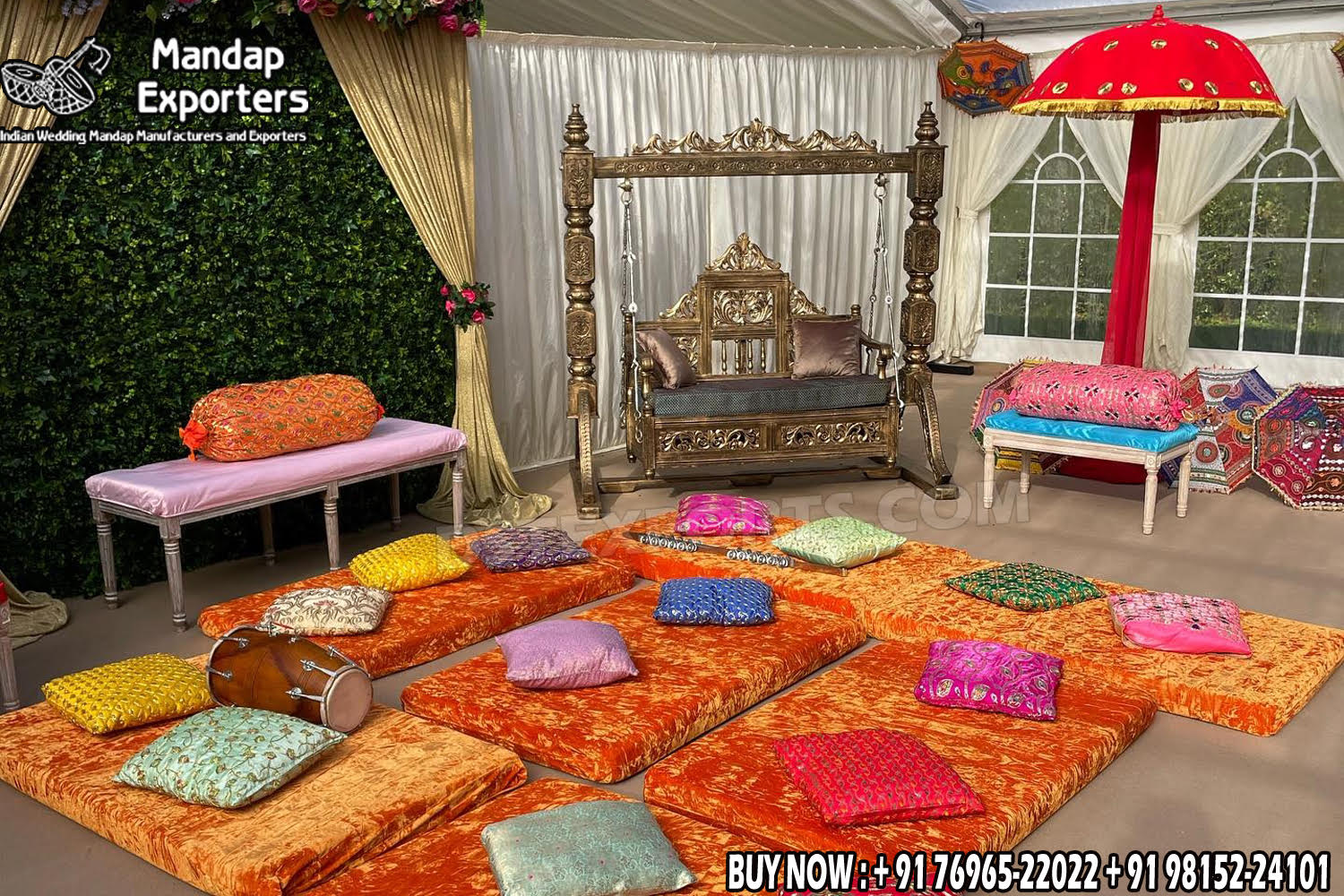 we are manufacturer and exporters of all types pof wedding product like - wedding mandap , crystal mandaps ,metal mandaps, stages , wedding frames/panels, wedding sofa set, bride groom chairs, mandap chairs ,punjabi culture statues , wedding swings , horse drawn carriages ,backdrop curtain etc.