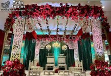 Grand Laser Cut Wedding Mandap Decoration Wedding Mandaps Wedding Stages Wedding Furniture Horse Drawn Carriages Fiber Decoration Items Mehndi Sangeet and Haldi decor props