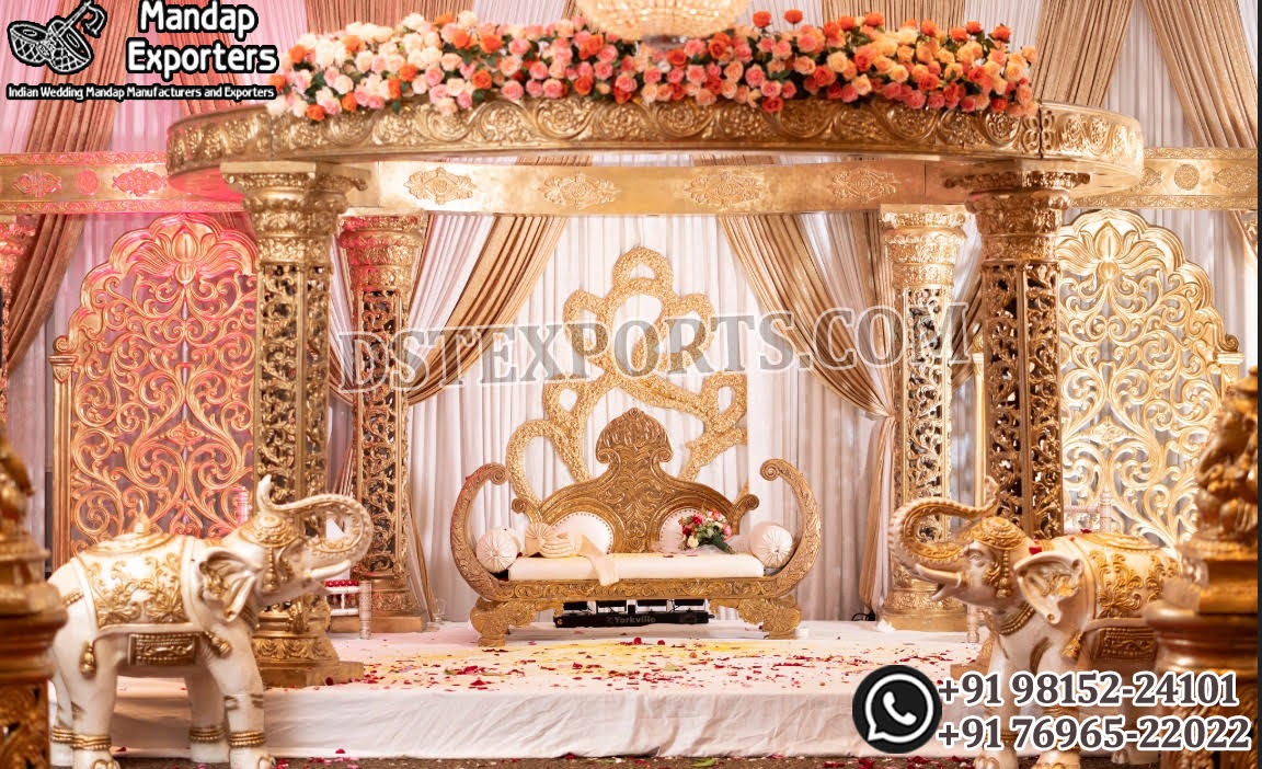 Grand Maharaja Style Mandap for Indoor Weddings