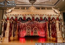 Luxury Fiber Temple Style Mandap For Decoration Wedding Mandaps Wedding Stages Wedding Furniture Horse Drawn Carriages Fiber Decoration Items Mehndi Sangeet and Haldi decor props