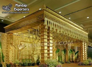 Majestic Tamil Style Diya Pillar Wedding Mandap Wedding Mandaps Wedding Stages Wedding Furniture Horse Drawn Carriages Fiber Decoration Items Mehndi Sangeet and Haldi decor props