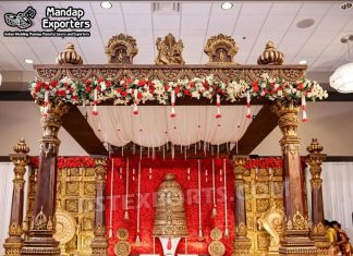 Trending Kalyana Mandapam With South Indian Pillars Wedding Mandaps Wedding Stages Wedding Furniture Horse Drawn Carriages Fiber Decoration Items Mehndi Sangeet and Haldi decor props