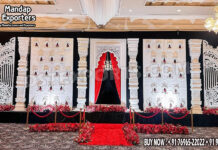 Elegant Wedding Entrance & Reception Stage for Luxury UK Venues Wedding Mandaps Wedding Stages Wedding Furniture Horse Drawn Carriages Fiber Decoration Items Mehndi Sangeet and Haldi decor props