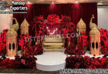 Golden Moroccan Lamps for Walima Stage Decor moroccan lamps, lanters, fiber props,Wedding Mandaps Wedding Stages Wedding Furniture Horse Drawn Carriages Fiber Decoration Items Mehndi Sangeet and Haldi decor props