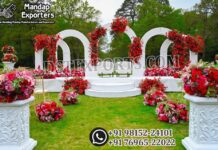 Modern White Wooden Arches for Outdoor Wedding Events White Wedding Stage Decoration ,Outdoor Floral Wedding Arch Setup ,Luxury Indian Wedding Stage UK ,Garden Wedding Stage Design ,Wedding Backdrop Arch Frames ,White Fiber Stage Decor for Nikkah ,Destination Wedding Stage Supplier ,Floral Arched Wedding Backdrop UK ,Indian Wedding Mandap Stage Exporter