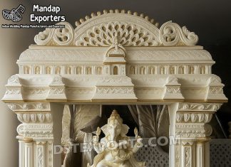 South Indian Manavarai Theme Ganesha Mandap Decor Wedding Mandaps Wedding Stages Wedding Furniture Horse Drawn Carriages Fiber Decoration Items Mehndi Sangeet and Haldi decor props