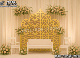 Customizable Laser Cut Wedding Frame For Receptions Wedding Mandaps Wedding Stages Wedding Furniture Horse Drawn Carriages Fiber Decoration Items Mehndi Sangeet and Haldi decor props