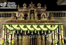 Grand Tamilian Manavarai Mandap For Malaysia Weddings Wedding Mandaps Wedding Stages Wedding Furniture Horse Drawn Carriages Fiber Decoration Items Mehndi Sangeet and Haldi decor props