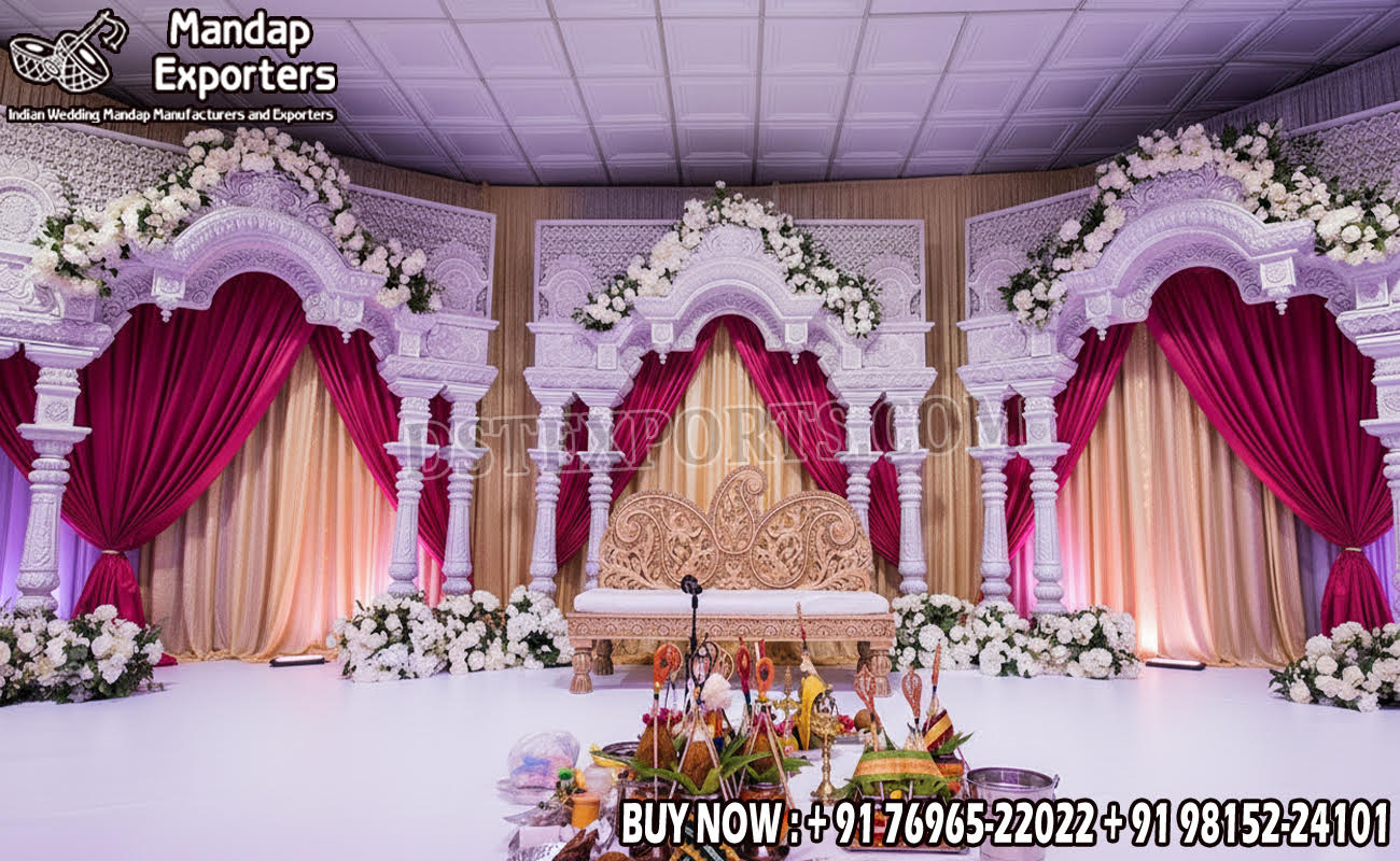  Luxury 3D Stage Decor Frames for Wedding & ReceptionWedding Mandaps Wedding Stages Wedding Furniture Horse Drawn Carriages Fiber Decoration Items Mehndi Sangeet and Haldi decor props
