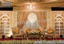 Muslim Wedding Golden Carved Fiber Frames UK Wedding Mandaps Wedding Stages Wedding Furniture Horse Drawn Carriages Fiber Decoration Items Mehndi Sangeet and Haldi decor props