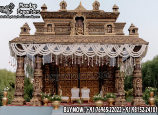 Traditional Big Manavarai Mandap For South Indian Weddings Wedding Mandaps Wedding Stages Wedding Furniture Horse Drawn Carriages Fiber Decoration Items Mehndi Sangeet and Haldi decor props