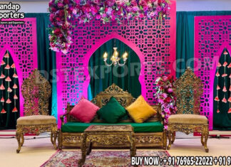 Arabic Theme Laser Cut Backdrop For Mehndi Night Stage Moroccan Wedding Stage ,Laser Cut Backdrop Panels ,Walima Stage Decoration ,Nikkah Stage Setup ,Wedding Backdrop Frames ,Luxury Wedding Stage Design ,Golden Wedding Stage Panels ,Peacock Wedding Props ,Designer Wedding Sofa Set ,Wedding Reception Stage Décor ,Indian Wedding Backdrop ,Muslim Wedding Stage ,Walima Backdrop Decoration Custom Wedding Stage Frames ,Fiber Backdrop Panels ,Wedding Sofa with Backdrop ,Event Decoration Frames ,Stage Décor Manufacturers ,Wedding Stage Supplier ,Royal Wedding Decoration Ideas ,Moroccan style wedding stage backdrop panels ,Luxury fiber laser cut stage frames for weddings ,Designer wedding sofa with backdrop setup ,Walima and Nikkah stage decoration ideas ,Golden arch wedding backdrop with peacock props