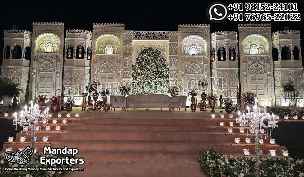 Wedding Mandaps Wedding Stages Wedding Furniture Horse Drawn Carriages Fiber Decoration Items Mehndi Sangeet and Haldi decor props