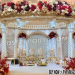 Bollywood Wedding Mandap USA, Outdoor Indian Wedding Stage, Destination Wedding Mandap, Luxury Fiber Mandap, Indian Mandap for Resort Wedding, Grand Indian Wedding Decor, Outdoor Mandap Setup, Bollywood Style Mandap, White Carved Mandap for Wedding, Indian Wedding Stage Exporter, Mandap Exporters USA, Royal Wedding Mandap, Elegant Fiber Wedding Mandap, Destination Wedding Decoration