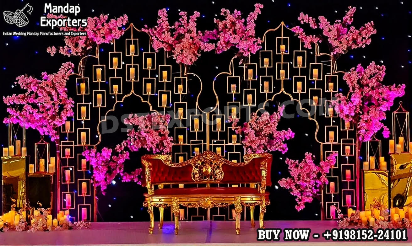 Fashionable Wedding Stage Candle Wall Decor Setup