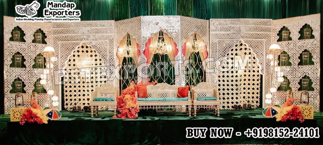 Mughal Style Mirror Wooden Frame Stage for Nikaah