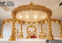 Royal Vivah Mandap for South Indian Weddings Wedding Mandaps Wedding Stages Wedding Furniture Horse Drawn Carriages Fiber Decoration Items Mehndi Sangeet and Haldi decor props