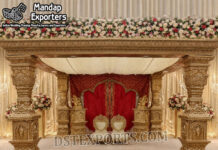 South Indian Style Ganesha Pillar Marriage Mandap Wedding Mandaps Wedding Stages Wedding Furniture Horse Drawn Carriages Fiber Decoration Items Mehndi Sangeet and Haldi decor props
