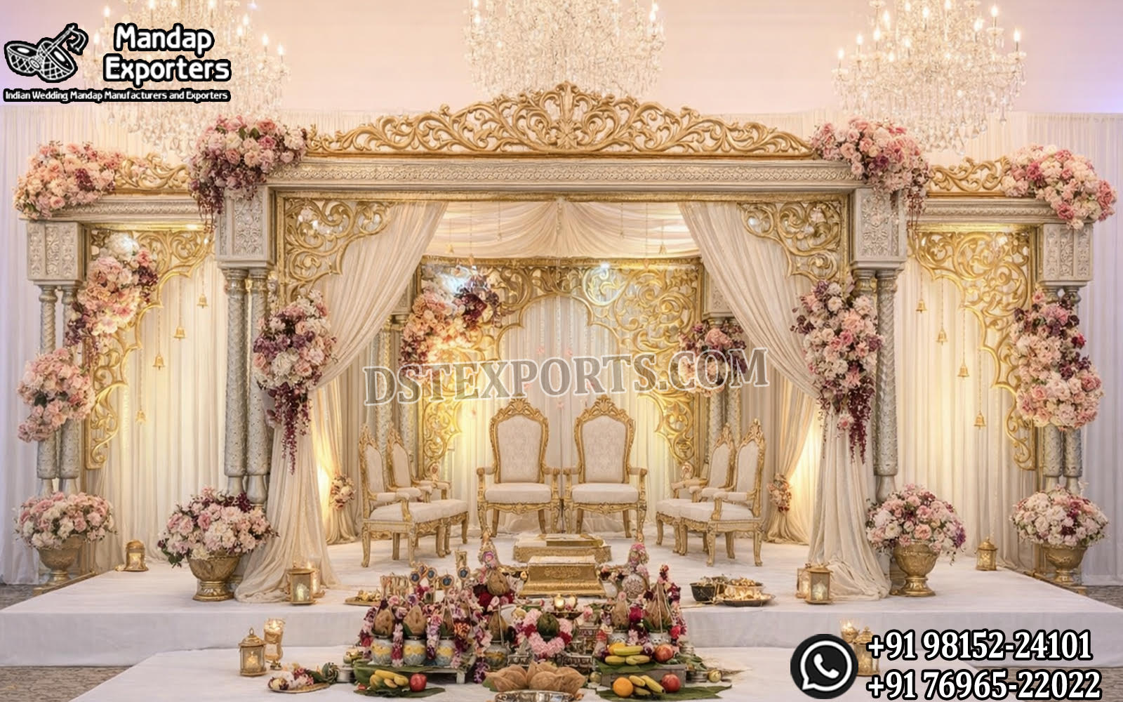 Wedding Mandaps Wedding Stages Wedding Furniture Horse Drawn Carriages Fiber Decoration Items Mehndi Sangeet and Haldi decor props