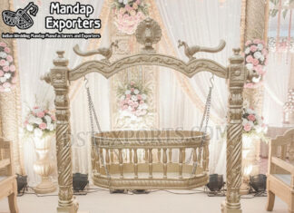 Traditional Wooden Baby Swing Cradle For Events we are manufacturer and exporters of all types pof wedding product like - wedding mandap , crystal mandaps ,metal mandaps, stages , wedding frames/panels, wedding sofa set, bride groom chairs, mandap chairs ,punjabi culture statues , wedding swings , horse drawn carriages ,backdrop curtain etc.