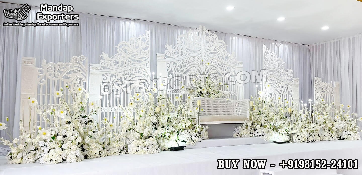 Trending White Fiber Wedding Stage Decor Backdrop Panels