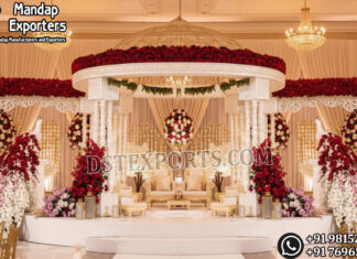Classic Triple Column Carved Wedding Mandap Wedding Mandaps Wedding Stages Wedding Furniture Horse Drawn Carriages Fiber Decoration Items Mehndi Sangeet and Haldi decor props