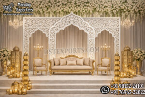 Bollywood Wedding Mandap USA, Outdoor Indian Wedding Stage, Destination Wedding Mandap, Luxury Fiber Mandap, Indian Mandap for Resort Wedding, Grand Indian Wedding Decor, Outdoor Mandap Setup, Bollywood Style Mandap, White Carved Mandap for Wedding, Indian Wedding Stage Exporter, Mandap Exporters USA, Royal Wedding Mandap, Elegant Fiber Wedding Mandap, Destination Wedding Decoration