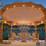 Bollywood Wedding Mandap USA, Outdoor Indian Wedding Stage, Destination Wedding Mandap, Luxury Fiber Mandap, Indian Mandap for Resort Wedding, Grand Indian Wedding Decor, Outdoor Mandap Setup, Bollywood Style Mandap, White Carved Mandap for Wedding, Indian Wedding Stage Exporter, Mandap Exporters USA, Royal Wedding Mandap, Elegant Fiber Wedding Mandap, Destination Wedding Decoration