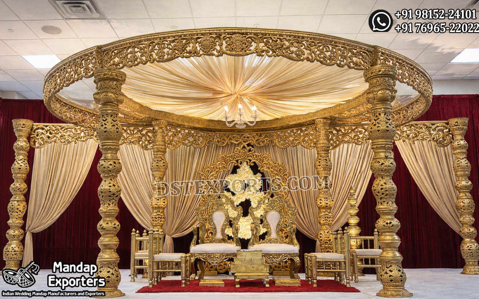 South Indian wedding mandap, manavarai mandap design, temple style wedding mandap, gold wedding mandap for sale, carved wooden mandap India, luxury wedding mandap setup, traditional Hindu wedding mandap, royal wedding stage mandap, antique gold mandap design, premium mandap for wedding, Indian wedding mandap manufacturers, wedding mandap exporters India, decorative mandap pillars carved, mandap with dome canopy, classic temple mandap design, wedding stage furniture supplier, grand wedding mandap setup, banquet hall mandap decoration, designer mandap for marriage