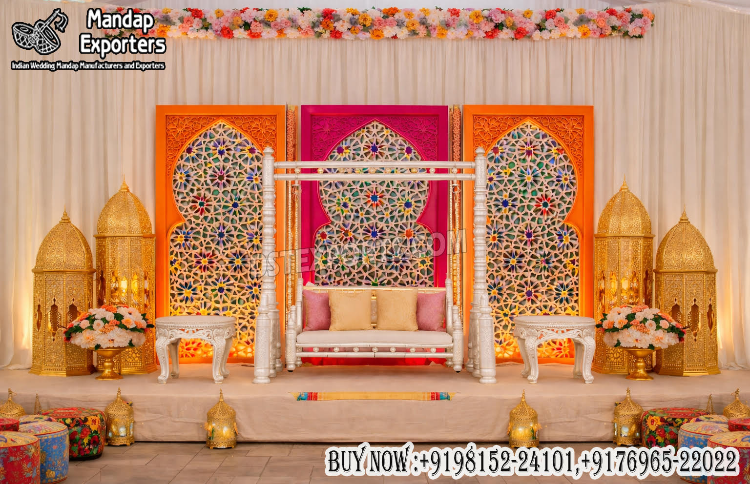 Luxurious Wedding Arabian Theme Mehndi Stage Setup