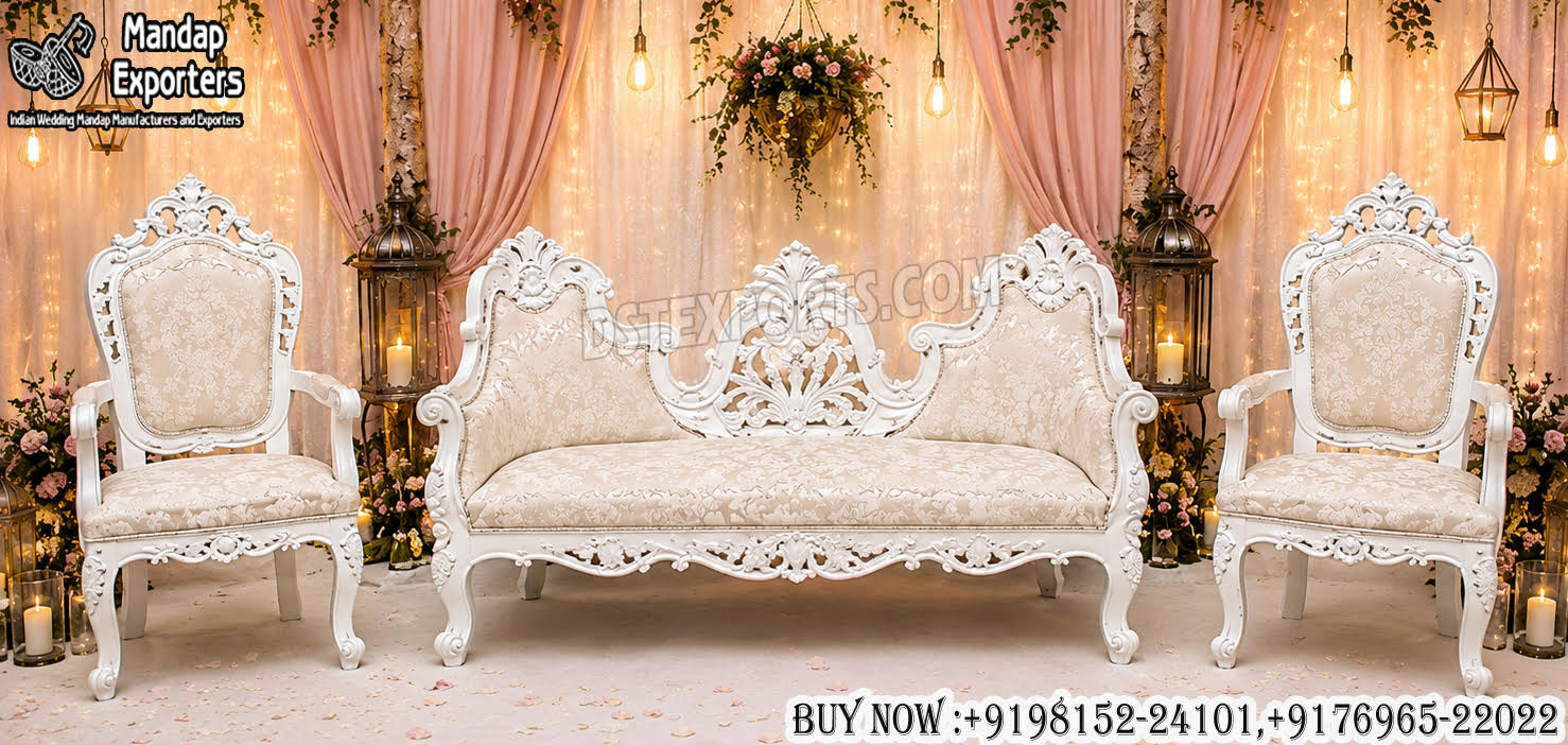 French Style Gold & White Wedding Sofa Set