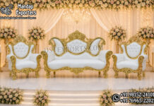 Maharaja White Leatherette & Gold Polish Ceremonial Wedding Furniture Italian Style Wedding Sofa Set, Wooden Carved Wedding Sofa, Luxury Wedding Couple Sofa, Royal Wedding Furniture, Golden Carved Sofa Set, Wedding Stage Sofa, Bridal Sofa Set, Reception Stage Furniture, Wedding Couple Chair Set, Luxury Wedding Seating, Designer Wedding Sofa, Handcrafted Wooden Wedding Sofa, Vintage Style Wedding Furniture, Royal Event Furniture, Wedding Stage Decoration Furniture, Premium Wedding Sofa Manufacturer, Wedding Sofa Exporter India, Luxury Couple Seating Sofa, Event Furniture Supplier, Royal Wedding Couch