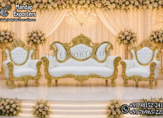 Maharaja White Leatherette & Gold Polish Ceremonial Wedding Furniture Italian Style Wedding Sofa Set, Wooden Carved Wedding Sofa, Luxury Wedding Couple Sofa, Royal Wedding Furniture, Golden Carved Sofa Set, Wedding Stage Sofa, Bridal Sofa Set, Reception Stage Furniture, Wedding Couple Chair Set, Luxury Wedding Seating, Designer Wedding Sofa, Handcrafted Wooden Wedding Sofa, Vintage Style Wedding Furniture, Royal Event Furniture, Wedding Stage Decoration Furniture, Premium Wedding Sofa Manufacturer, Wedding Sofa Exporter India, Luxury Couple Seating Sofa, Event Furniture Supplier, Royal Wedding Couch