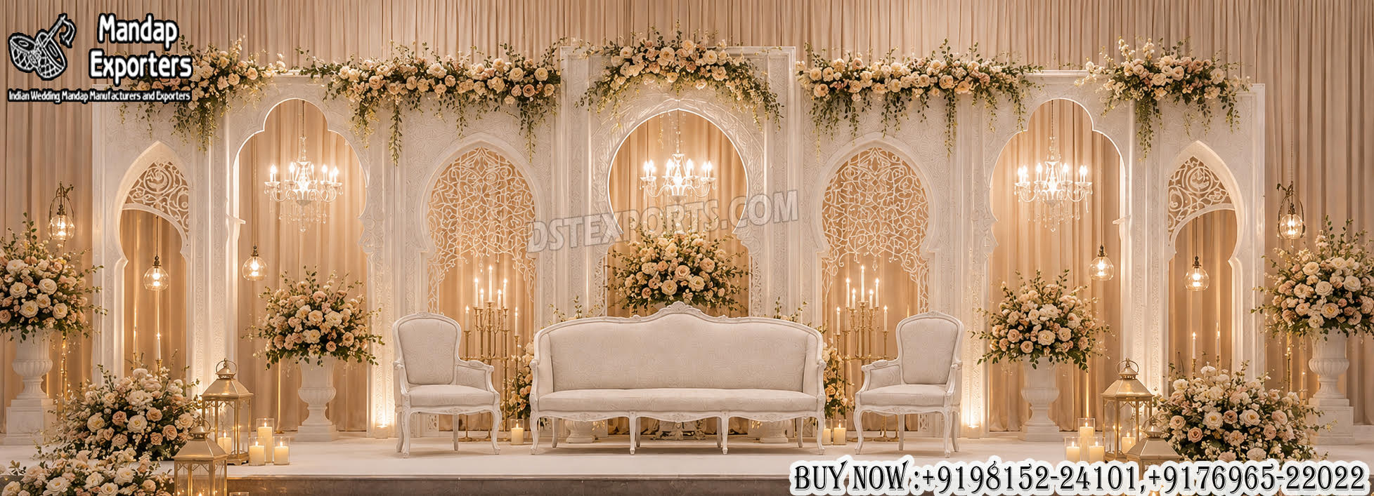 Majestic Nikkah Stage Decoration with Modern Arched Panels