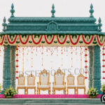 south indian wedding mandap, temple style wedding mandap, manavarai mandap design, hindu wedding mandap decoration, white gold wedding mandap, traditional wedding mandap India, luxury wedding mandap setup, carved mandap pillars, muhurtham stage decoration, wedding mandap exporters India, premium mandap design, temple theme wedding decor, indian wedding stage mandap, decorative mandap supplier