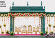 Majestic Tamil Wedding Muhurtham Mandap Decoration south indian wedding mandap, temple style wedding mandap, manavarai mandap design, hindu wedding mandap decoration, white gold wedding mandap, traditional wedding mandap India, luxury wedding mandap setup, carved mandap pillars, muhurtham stage decoration, wedding mandap exporters India, premium mandap design, temple theme wedding decor, indian wedding stage mandap, decorative mandap supplier