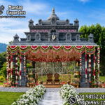 south indian wedding mandap, temple style wedding mandap, manavarai mandap design, hindu wedding mandap decoration, white gold wedding mandap, traditional wedding mandap India, luxury wedding mandap setup, carved mandap pillars, muhurtham stage decoration, wedding mandap exporters India, premium mandap design, temple theme wedding decor, indian wedding stage mandap, decorative mandap supplier