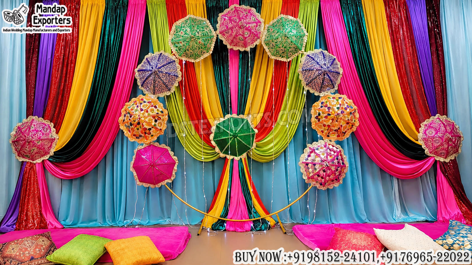 Perfect Mehndi Stage Decoration with Umbrellas