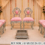 German silver wedding chairs, mandap chairs, royal wedding chairs, luxury wedding seating, silver ceremonial chairs, pink velvet wedding chairs, bridal stage chairs, carved wedding furniture, wedding mandap seating, luxury event furniture, engagement ceremony chairs, royal mandap furniture, decorative wedding chairs, wedding décor manufacturers, premium wedding seating