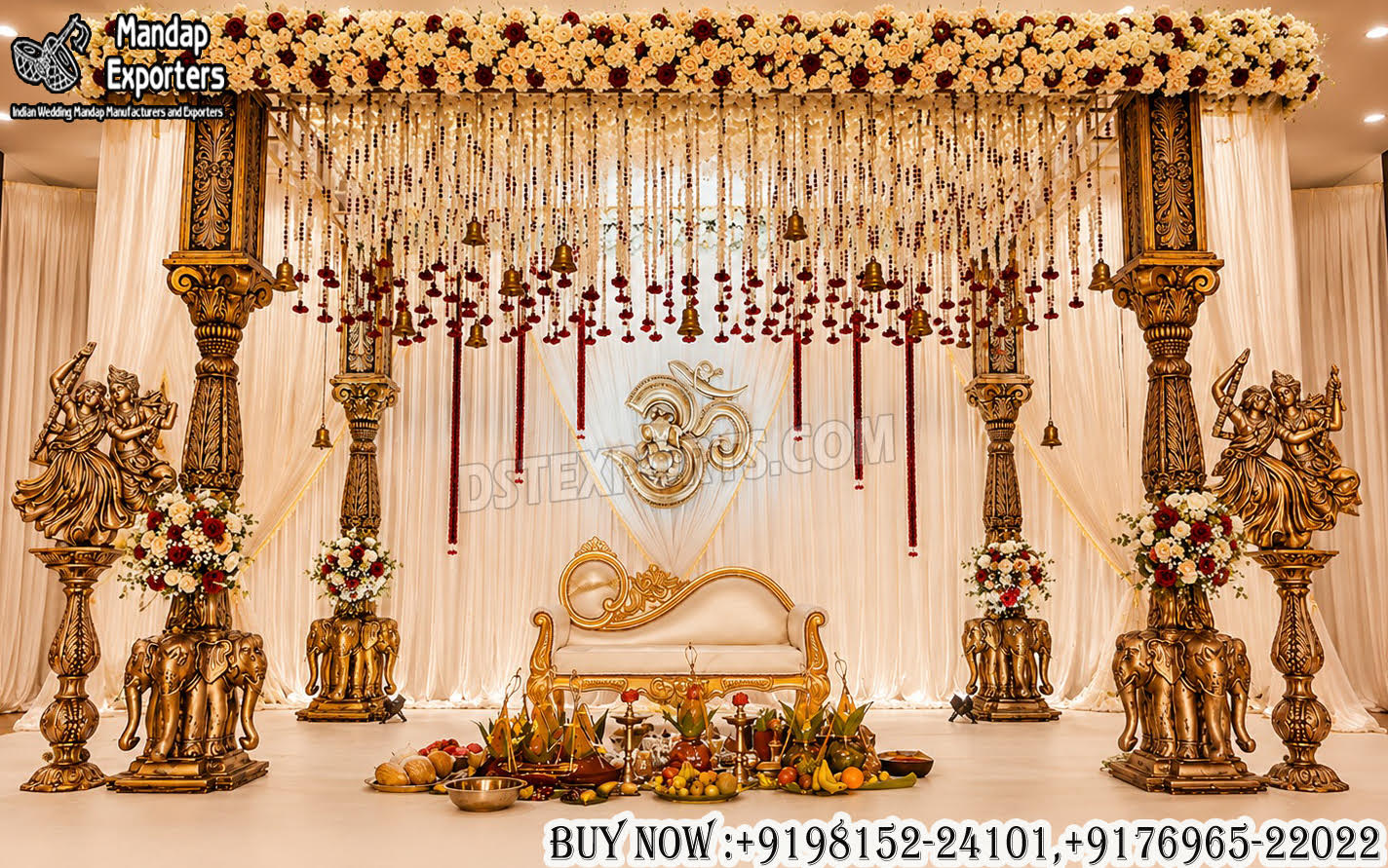 Traditional Elephant Carved Pillar Mandap For Hindu Weddings
