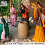 Punjabi village statues, Punjabi culture decor, tandoor ladies statues, Punjabi wedding props, traditional Punjabi village setup, Punjabi theme decor, fiber Punjabi statues, Punjabi rural decor, Punjabi heritage display, cultural village statues, Punjabi wedding entrance decor, ethnic village setup, handcrafted Punjabi statues, Punjabi event decor, mandap exporters decor