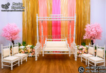 Elegant Sankheda Swing Set with Chairs for Mehndi Ceremony Sankheda Swing Set, Mehndi Swing Chair Set, Wedding Jhula Set, Sankheda Furniture for Events, Indian Wedding Swing, Mehndi Ceremony Decor, Haldi Function Swing, Wedding Stage Furniture, Traditional Jhula with Chairs, White Sankheda Swing, Event Rental Furniture, Sangeet Ceremony Decor, Wedding Photo Booth Swing, Handcrafted Sankheda Jhula, Luxury Wedding Seating Set.