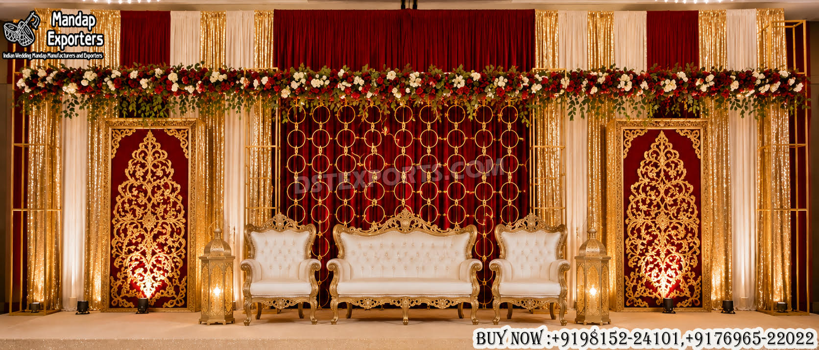 Elegant Style Reception Stage Decor with Unique Back Walls