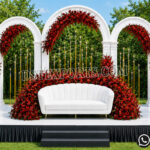 Luxury Nikkah Stage Decoration, Wedding Stage Backdrop, Modern Arched Wedding Panels, Royal Wedding Stage Setup, Elegant Muslim Wedding Stage, Moroccan Style Wedding Backdrop, White Wedding Stage Decoration, Luxury Reception Stage Decor, Floral Wedding Backdrop Panels, Premium Wedding Stage Furniture, Mandap Exporters Wedding Stage, Designer Wedding Backdrop, Wedding Arch Panels, Luxury Event Decor, Indian Wedding Stage Manufacturer, Royal Nikkah Setup, Floral Stage Decoration, Contemporary Wedding Stage Design, Wedding Stage Exporter India, Elegant Wedding Sofa Set