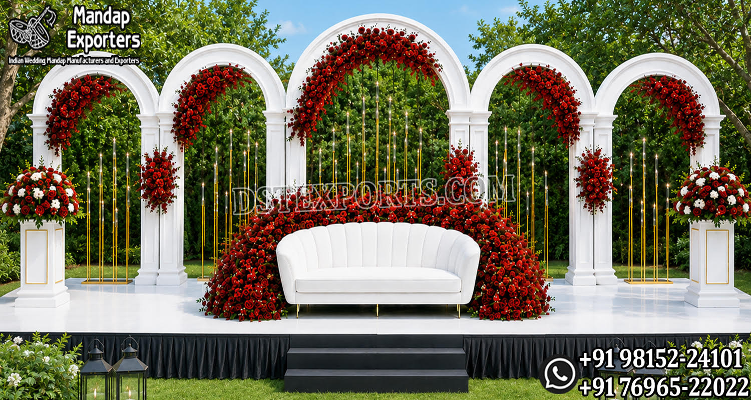 Luxury Nikkah Stage Decoration, Wedding Stage Backdrop, Modern Arched Wedding Panels, Royal Wedding Stage Setup, Elegant Muslim Wedding Stage, Moroccan Style Wedding Backdrop, White Wedding Stage Decoration, Luxury Reception Stage Decor, Floral Wedding Backdrop Panels, Premium Wedding Stage Furniture, Mandap Exporters Wedding Stage, Designer Wedding Backdrop, Wedding Arch Panels, Luxury Event Decor, Indian Wedding Stage Manufacturer, Royal Nikkah Setup, Floral Stage Decoration, Contemporary Wedding Stage Design, Wedding Stage Exporter India, Elegant Wedding Sofa Set